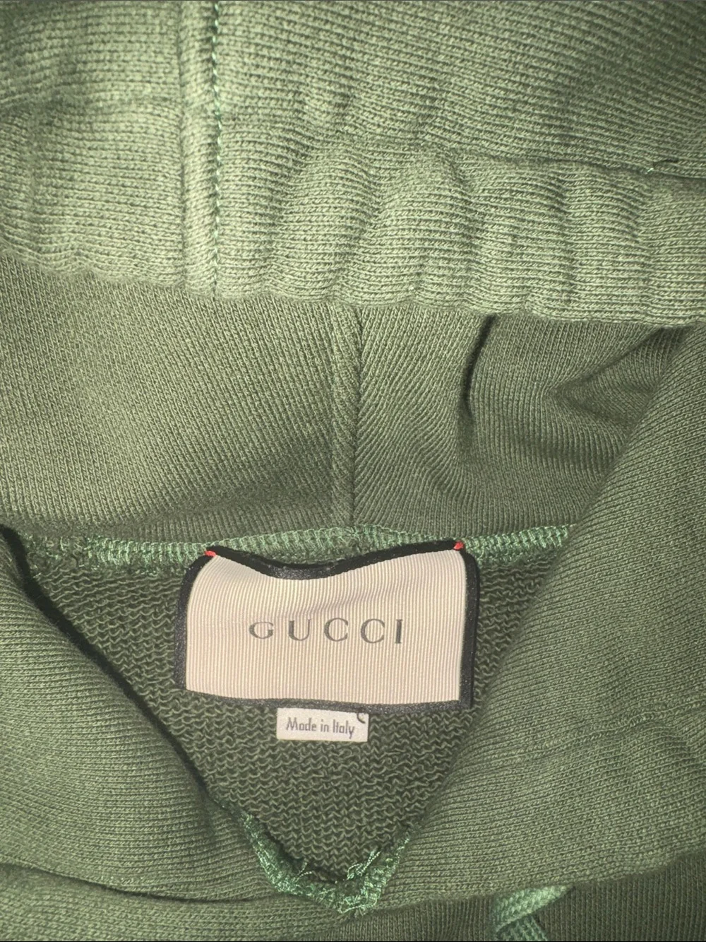 Gucci Olive Green Hoodie & Shorts Set with Beige Logo Trim